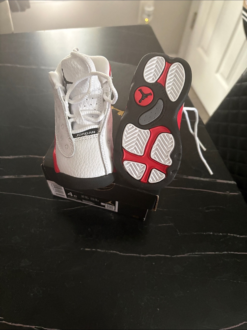 Jordan Kids White and Red Retro-Style Sneakers